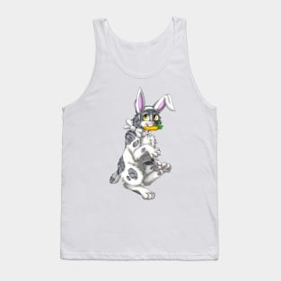 Bobtail BunnyCat: Grey Bicolor Tabby (White) Tank Top